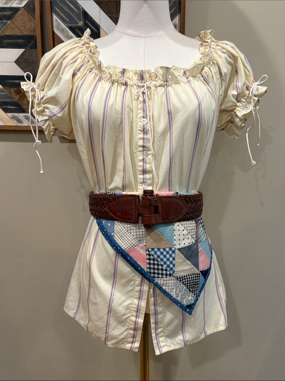 Vintage Ralph Lauren c. 1982 Western Prairie Off-the-Shoulder Peasant Blouse 12